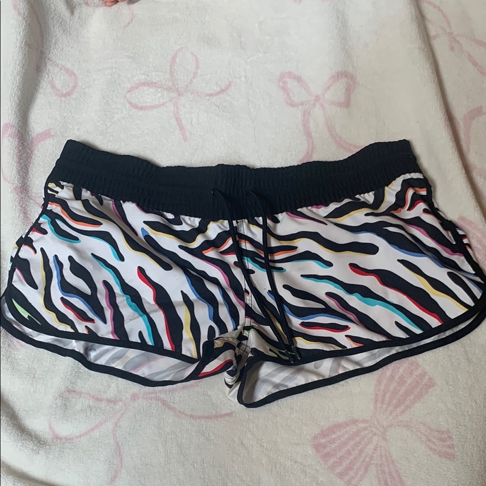 Women’s/ junior Multicolor Zebra Print Board swimShorts - joe boxer size lg guc